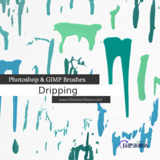 液体滴下纹理效果PS笔刷下载-玩吧资源站