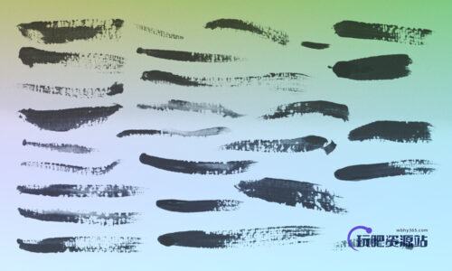 25种油漆纹理划痕效果PS笔刷素材-玩吧资源站