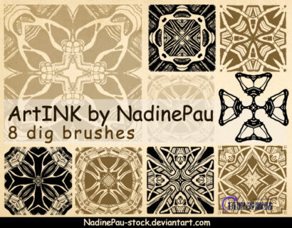 8种万花筒式印花花纹图案PS笔刷素材-玩吧资源站