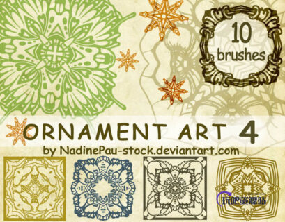 欧美风格的复古印花PS镜像花纹笔刷-玩吧资源站