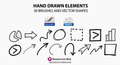 30种手绘涂鸦线条、箭头笔记PS笔刷素材-玩吧资源站
