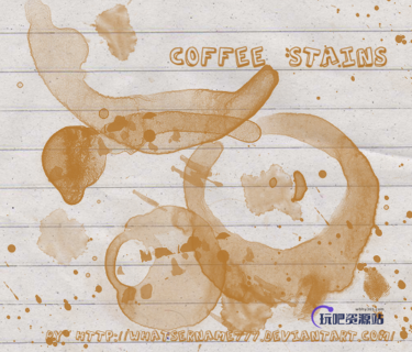 圆形杯底污渍纹理PS笔刷下载-玩吧资源站