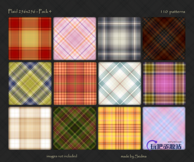 110种电脑生成的格子布纹理效果PS填充素材 .pat文件下载-玩吧资源站