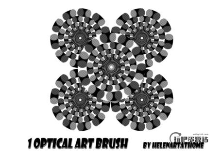 10种万花筒式对称图案PS笔刷下载-玩吧资源站