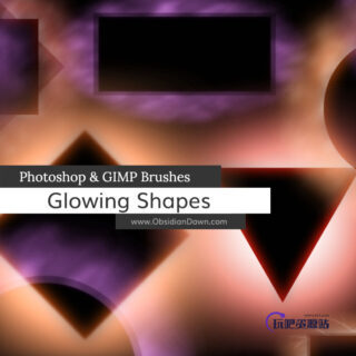 发光效果的三角、圆形、正方形等几何图形PS笔刷下载-玩吧资源站
