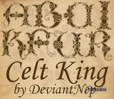 复古中东风格的英文字母PS文字笔刷-玩吧资源站