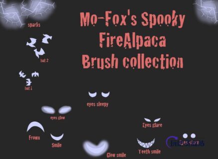 可爱万圣节邪恶眼神、蝙蝠、怪异表情等PS笔刷素材（PNG图片素材）-玩吧资源站