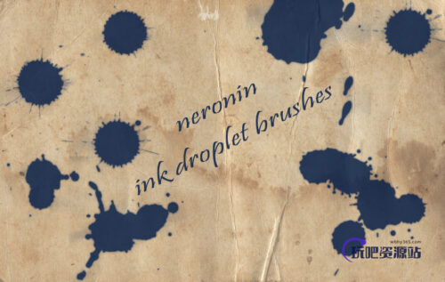 油漆、水墨高处滴落、滴溅PS笔刷下载-玩吧资源站