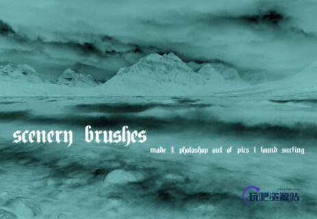 巍峨的自然风景背景PS笔刷素材-玩吧资源站