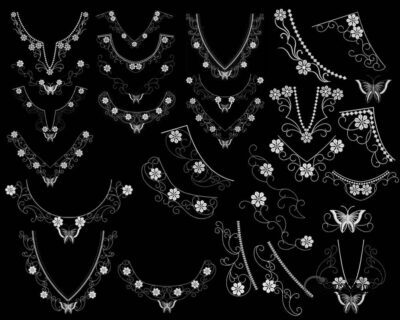 项链风格的蕾丝边花纹图案PS笔刷下载-玩吧资源站