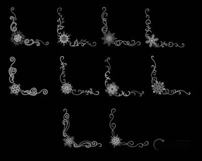 蕾丝边、刺绣式边角花纹图案PS笔刷素材下载-玩吧资源站