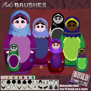 俄罗斯套娃装饰图案PS笔刷下载-玩吧资源站