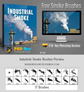 17种高清燃烧的烟雾、烟囱效果、污染排放PS笔刷下载-玩吧资源站