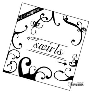 简单的弯曲线条花纹图案PS笔刷素材-玩吧资源站