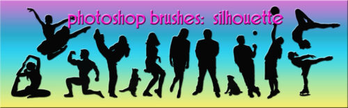 运动男人、女人剪影图像PS笔刷素材-玩吧资源站