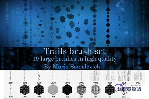 蜂窝状六边形纹理效果PS笔刷素材-玩吧资源站