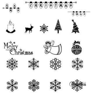 圣诞节装饰物、雪花花纹图案等PS圣诞节元素笔刷-玩吧资源站