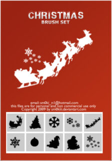 圣诞节装饰元素、圣诞老人、雪花等PS笔刷素材下载-玩吧资源站