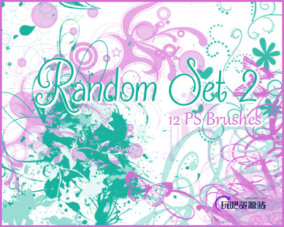 混乱艺术植物花纹印花图案PS笔刷素材下载-玩吧资源站