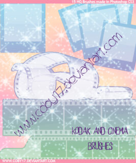 梦幻电影胶片、拍立得相框图案PS笔刷素材-玩吧资源站