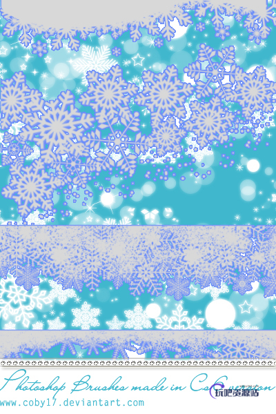 漂亮的雪花、圣诞节印花图案PS笔刷素材