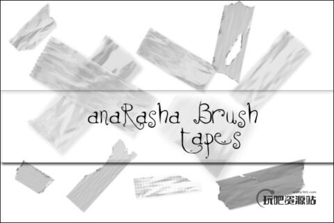 透明胶布素材、撕扯的胶带图形PS笔刷素材-玩吧资源站