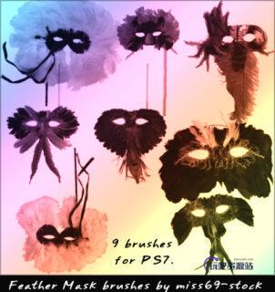 化妆舞会面罩、假面PS笔刷素材下载-玩吧资源站