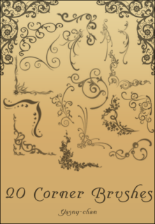 手绘线条式艺术印花图案PS笔刷素材下载-玩吧资源站