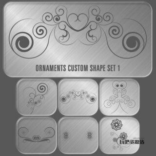 优雅的线条印花图案Photoshop自定义形状素材 .csh 下载-玩吧资源站