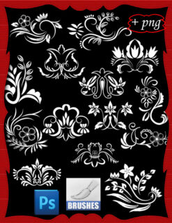 经典植物印花系列PS笔刷素材下载-玩吧资源站