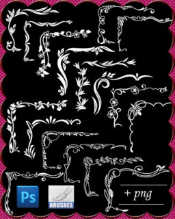 欧式植物花纹边角、边框装饰PS笔刷素材-玩吧资源站