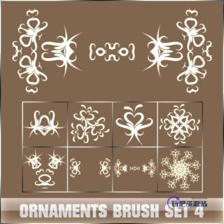 贵族式对称印花图案PS笔刷素材-玩吧资源站