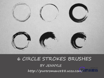 6种圆圈式毛笔刷子图案PS笔刷素材-玩吧资源站