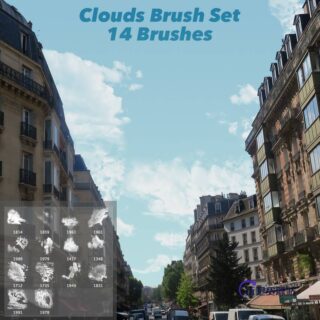 14种高清云朵图案Photoshop白云笔刷素材-玩吧资源站