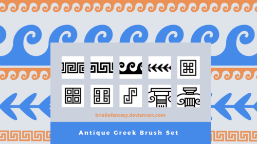 回字花纹、石柱印花PS笔刷素材下载-玩吧资源站