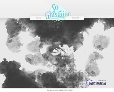 水墨、水彩污染效果Photoshop笔刷素材-玩吧资源站