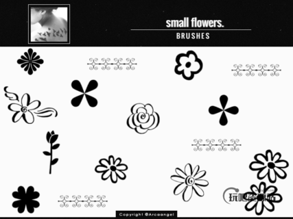手绘可爱小花朵图案Photoshop印花笔刷-玩吧资源站