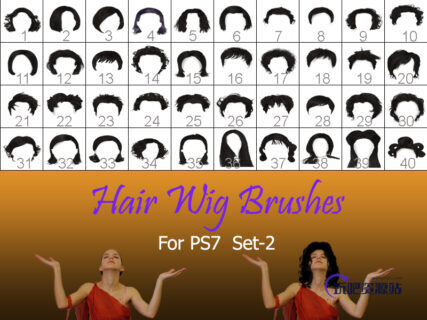 40种女士、女生假发头套、发型造型Photoshop美图头发笔刷 #.2-玩吧资源站