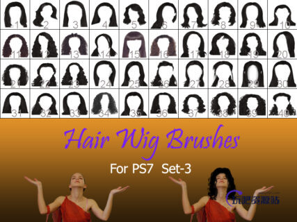 40种女士、女生假发头套、发型造型Photoshop美图头发笔刷 #.3-玩吧资源站