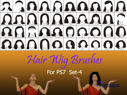 40种女士、女生假发头套、发型造型Photoshop美图头发笔刷 #.4-玩吧资源站