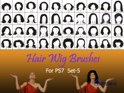 40种女士、女生假发头套、发型造型Photoshop美图头发笔刷 #.5-玩吧资源站