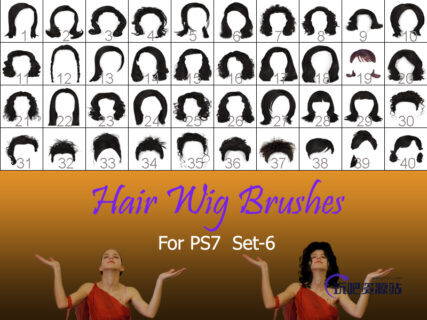40种女士、女生假发头套、发型造型Photoshop美图头发笔刷 #.6-玩吧资源站