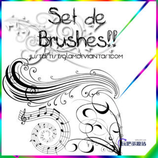 漂亮艺术线条印花图案Photoshop花纹笔刷-玩吧资源站