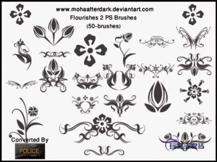 富贵欧式印花、手绘高贵花纹图案PS笔刷素材-玩吧资源站