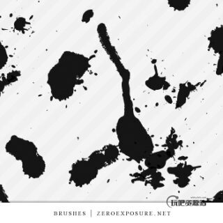油漆、水墨液体滴溅效果PS笔刷素材-玩吧资源站