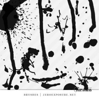 水墨、墨水滴溅纹理效果PS笔刷下载-玩吧资源站