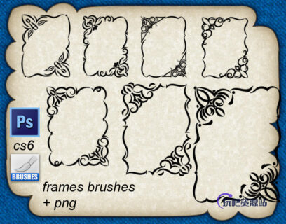 手绘精美的欧式边框艺术图案PS花纹笔刷-玩吧资源站