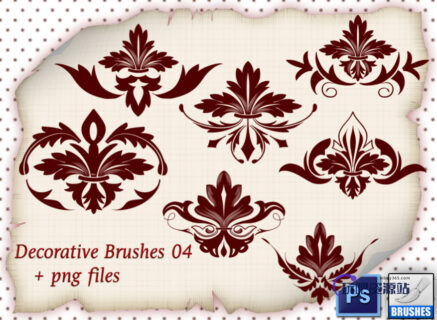 欧式经典印花图案风格PS花纹笔刷-玩吧资源站