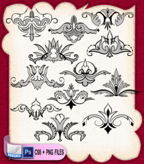 贵族式植物印花图案PS花纹笔刷-玩吧资源站