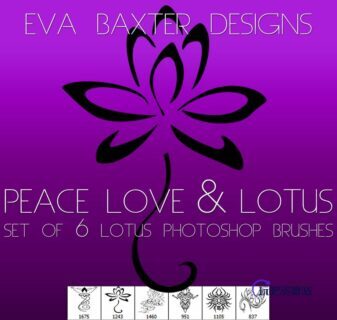 莲花印花图案PS笔刷素材-玩吧资源站